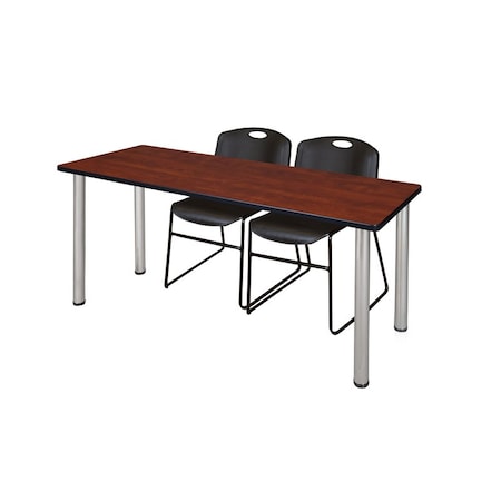 Kee Rectangle Tables > Training Tables > Kee Table & Chair Sets, 66 W, 24 L, 29 H, Cherry MT6624CHBPCM44BK
